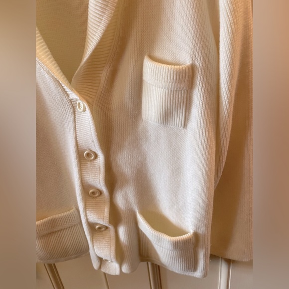 Sears Vintage Unisex Oversized Cream 70s Button Front Cardigan Sweater Size L/XL - Picture 4 of 7